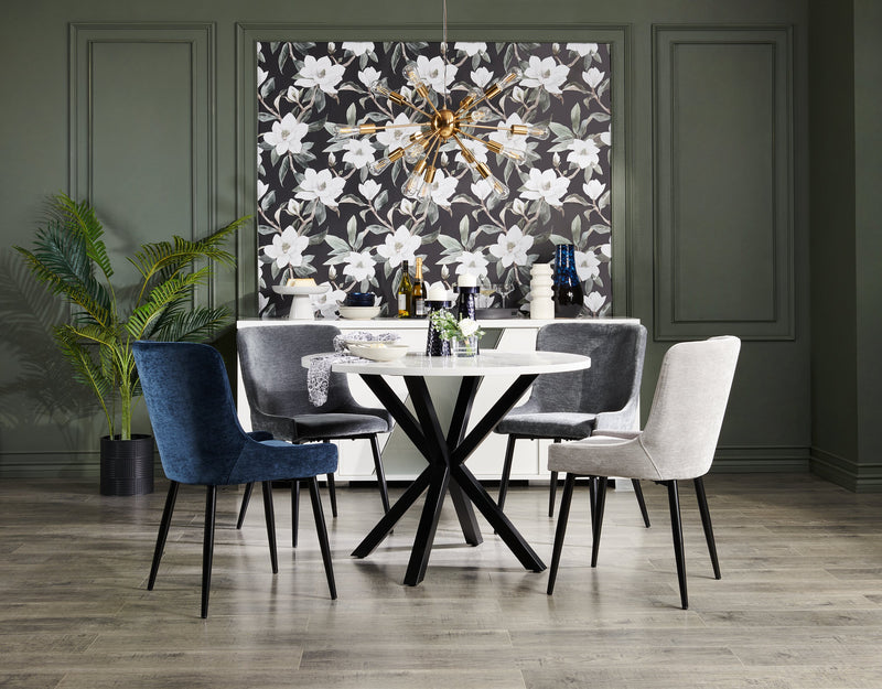 Lexi Dining Chair with Velvet-Look Fabric, Metal - Grey