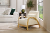 Loft 27.55" Boucle Fabric Accent Chair with Accent Pillow and Wood Armrests and Legs - White | Fauteuil d’appoint Loft de 27,55 po en tissu bouclé avec coussin décoratif, accoudoirs et pattes en bois - blanc
