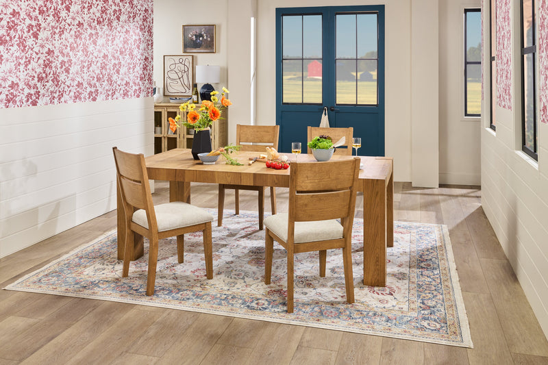 Lotus Dining Chair with Polyester Fabric, Wood, Slat-back - Natural