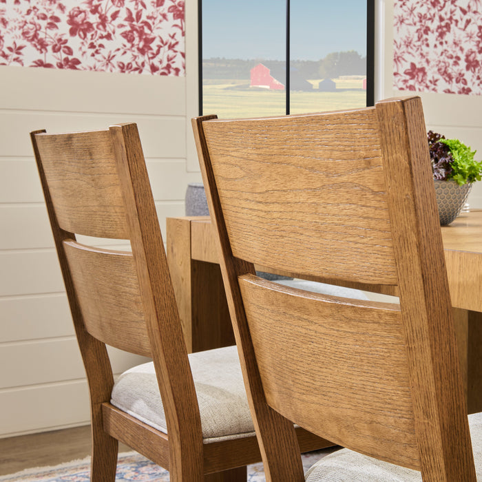 Lotus Dining Chair with Polyester Fabric, Wood, Slat-back - Natural