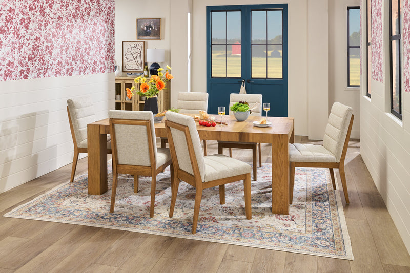 Lotus Dining Table, 82\"W, Wood - Natural