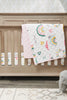 Luna 3-Piece Crib Bedding Set - White and Pink| Literie Luna 3 pièces pour lit de bébé - blanc et rose