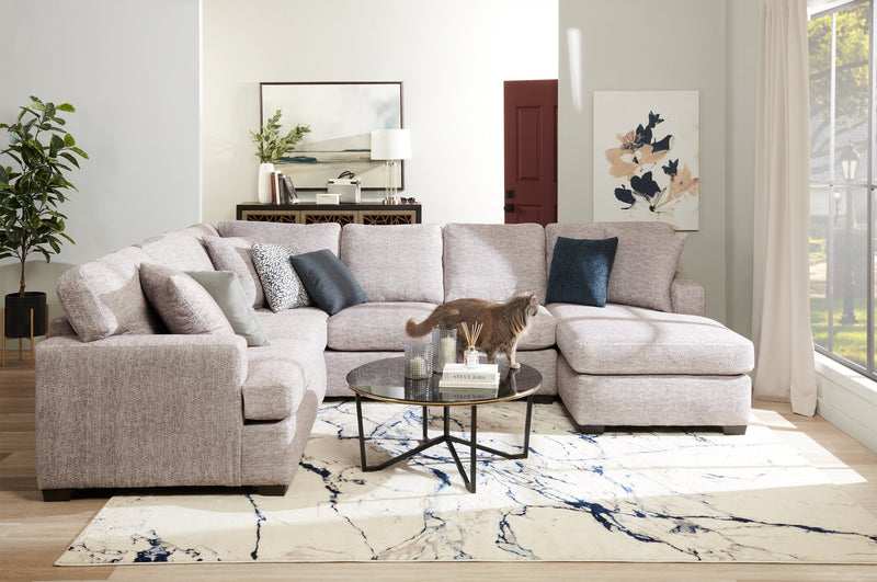 Made in Canada Luxe 3-Piece Right-Facing Fabric Sectional with Removable Cushions - Zaftig Dove Grey