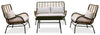 Maki 4-Piece Outdoor Patio Conversation Set with Loveseat, 2 Chairs & Glass Top Coffee Table - Hand-Woven Resin Wicker, UV & Weather Resistant - Natural | Ensemble de conversation Maki 4 pièces pour la terrasse