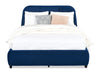 Mave Upholstered Platform Bed in Blue Velvet Fabric - Queen Size | Lit plateforme rembourré Mave en tissu de velours bleu - format grand lit