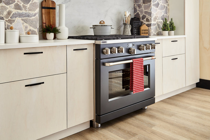 Cafe 6.2 Cu. Ft. Smart Gas Range with True European Convection and Self Clean Racks - Matte Black - CGY366P3TD1