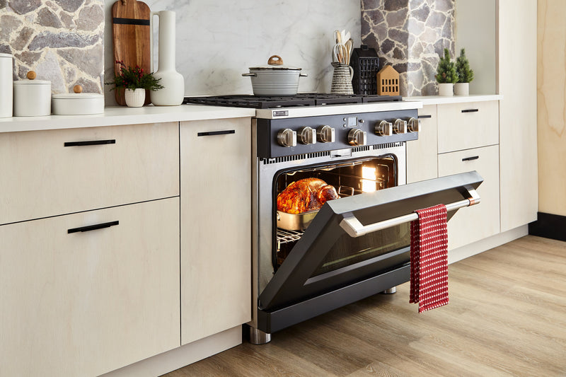 Cafe 6.2 Cu. Ft. Smart Gas Range with True European Convection and Self Clean Racks - Matte Black - CGY366P3TD1