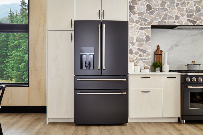 Cafe 36\" 22.3 Cu. Ft. Quad Door Refrigerator - Matte Black - CXE22DP3PD1