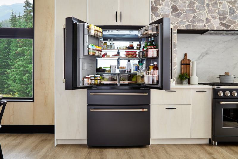 Cafe 36\" 22.3 Cu. Ft. Quad Door Refrigerator - Matte Black - CXE22DP3PD1