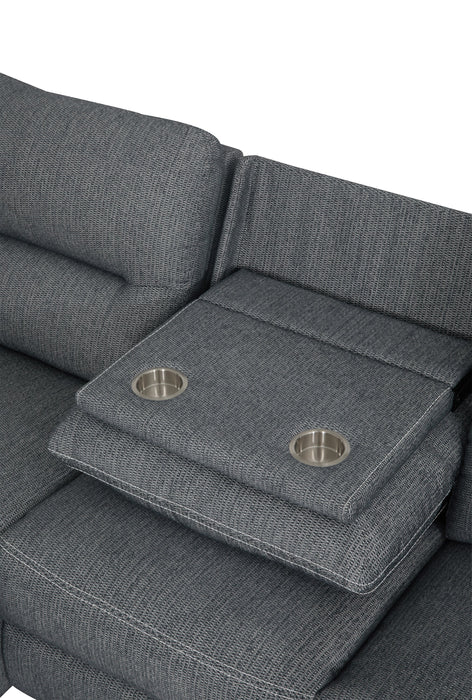 Meadow 2-Piece Left-Facing Chenille Fabric Power Reclining Sectional with Storage Chaise - Denim