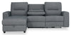 Meadow 2-Piece Left-Facing Chenille Fabric Power Reclining Sectional with Storage Chaise - Denim | Sofa sectionnel de gauche à inclinaison électrique Meadow 2 pièces en tissu de chenille avec fauteuil long de rangement - denim