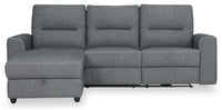 Meadow 2-Piece Left-Facing Chenille Fabric Power Reclining Sectional with Storage Chaise - Denim