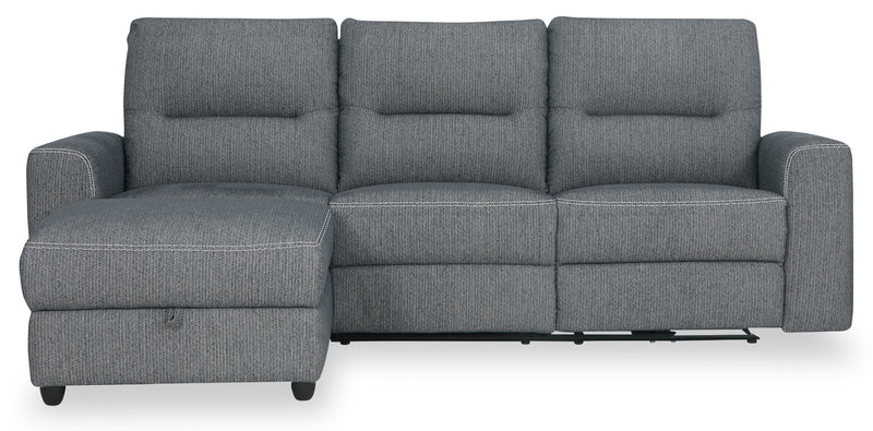 Meadow 2-Piece Left-Facing Chenille Fabric Power Reclining Sectional with Storage Chaise - Denim