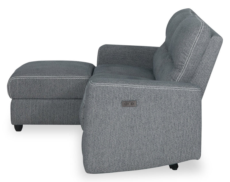 Meadow 2-Piece Left-Facing Chenille Fabric Power Reclining Sectional with Storage Chaise - Denim