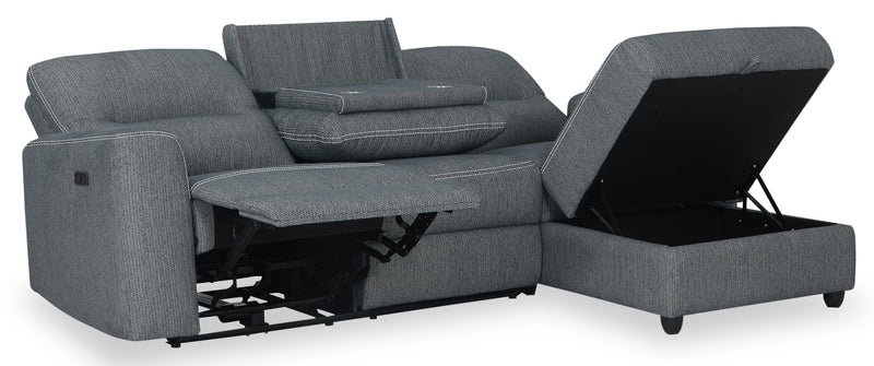Meadow 2-Piece Right-Facing Chenille Fabric Power Reclining Sectional with Storage Chaise - Denim