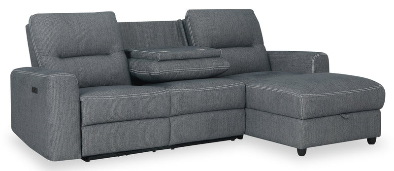 Meadow 2-Piece Right-Facing Chenille Fabric Power Reclining Sectional with Storage Chaise - Denim