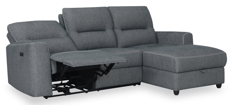 Meadow 2-Piece Right-Facing Chenille Fabric Power Reclining Sectional with Storage Chaise - Denim