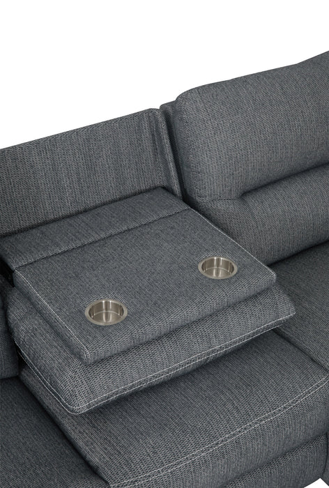 Meadow 2-Piece Right-Facing Chenille Fabric Power Reclining Sectional with Storage Chaise - Denim