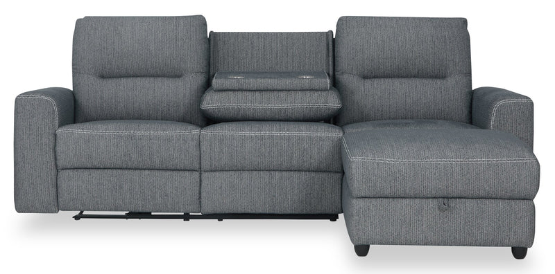 Meadow 2-Piece Right-Facing Chenille Fabric Power Reclining Sectional with Storage Chaise - Denim