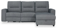 Meadow 2-Piece Right-Facing Chenille Fabric Power Reclining Sectional with Storage Chaise - Denim 
