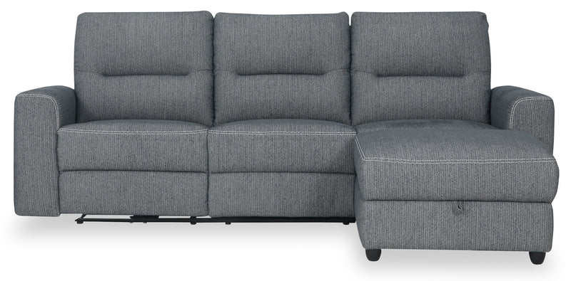 Meadow 2-Piece Right-Facing Chenille Fabric Power Reclining Sectional with Storage Chaise - Denim