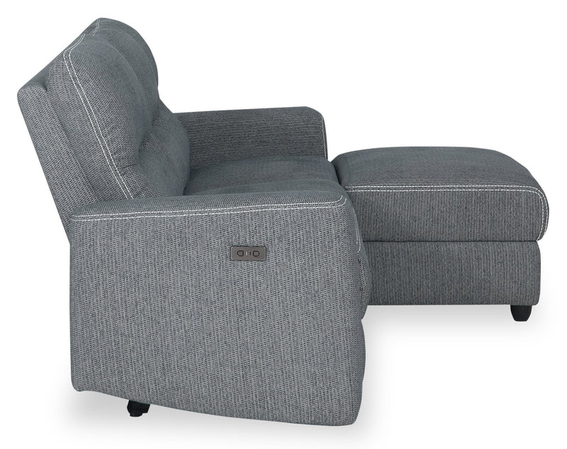 Meadow 2-Piece Right-Facing Chenille Fabric Power Reclining Sectional with Storage Chaise - Denim