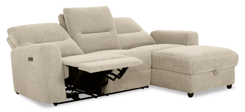 Meadow 2-Piece Right-Facing Chenille Fabric Power Reclining Sectional with Storage Chaise - Taupe