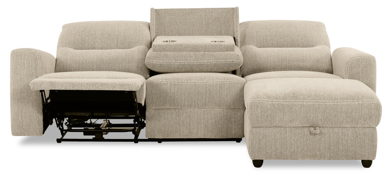 Meadow 2-Piece Right-Facing Chenille Fabric Power Reclining Sectional with Storage Chaise - Taupe