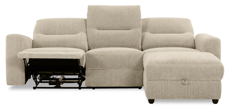 Meadow 2-Piece Right-Facing Chenille Fabric Power Reclining Sectional with Storage Chaise - Taupe