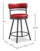 Mila Counter-Height Stool with Swivel Seat & Vegan Leather Fabric, 25"H, Metal - Red | Tabouret 25 po bar Mila en tissu de cuir végétalien et en métal avec siège pivotant - rouge