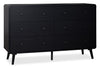 Milan Bedroom 6-Drawer Dresser, Mid-Century Modern, 59"W x 36"H - Black | Commode de chambre à coucher moderne du milieu du 20e siècle Milan de 59 po (l) x 36 po (H) à 6 tiroirs - noire