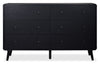 Milan Bedroom 6-Drawer Dresser, Mid-Century Modern, 59"W x 36"H - Black | Commode de chambre à coucher moderne du milieu du 20e siècle Milan de 59 po (l) x 36 po (H) à 6 tiroirs - noire