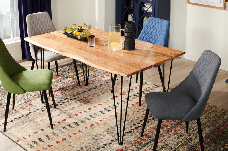 Miya Dining Chair with Polyester Fabric, Metal - Grey