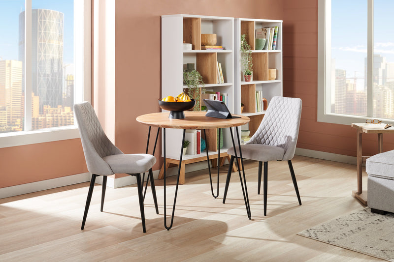 Miya Dining Chair with Polyester Fabric, Metal - Grey