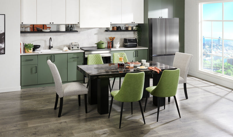 Miya Dining Chair with Polyester Fabric, Metal - Moss Green