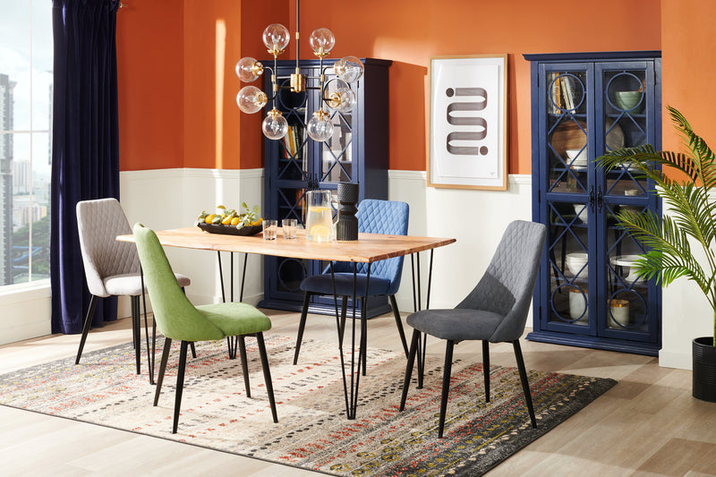 Miya Dining Chair with Polyester Fabric, Metal - Moss Green