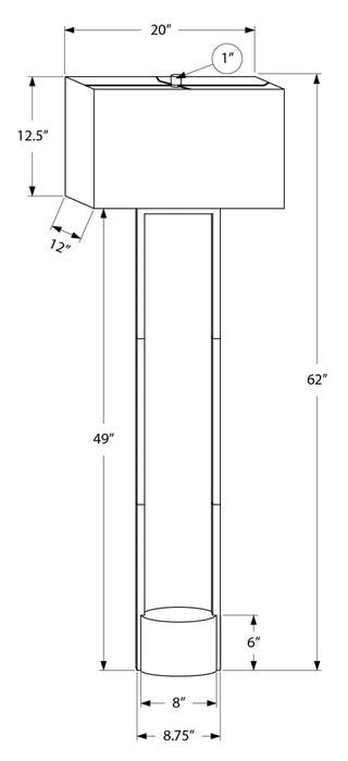 62\" Black Metal Modern Floor Lamp