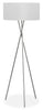 62" Nickel Metal Tripod Floor Lamp|Lampe à pied de style trépied de 62 po en métal nickel