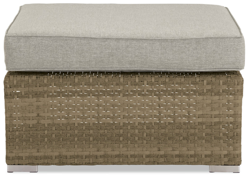 Montego 6-Piece Canopy Outdoor Patio Conversation Set with Canopy Sofa, 2 Armless Chairs, Ottoman, Glass Top Coffee & End Table - Hand-Woven Resin Wicker, UV & Weather Resistant - Natural/Beige