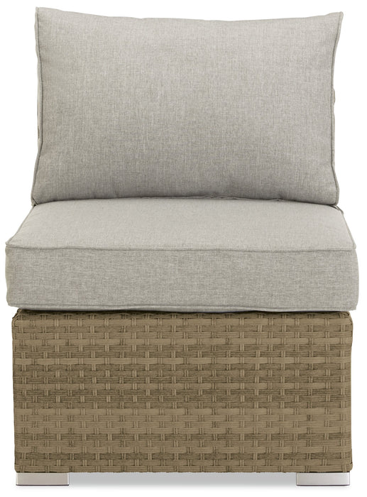 Montego 6-Piece Canopy Outdoor Patio Conversation Set with Canopy Sofa, 2 Armless Chairs, Ottoman, Glass Top Coffee & End Table - Hand-Woven Resin Wicker, UV & Weather Resistant - Natural/Beige
