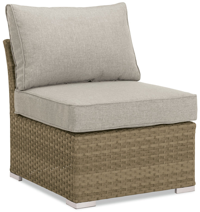 Montego 6-Piece Canopy Outdoor Patio Conversation Set with Canopy Sofa, 2 Armless Chairs, Ottoman, Glass Top Coffee & End Table - Hand-Woven Resin Wicker, UV & Weather Resistant - Natural/Beige