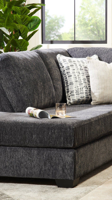 Made in Canada Morgan 2-Piece Left-Facing Chenille Fabric Wrap Sectional with Accent Pillows - Grey