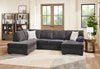 Made in Canada Morgan 2-Piece Left-Facing Chenille Fabric Wrap Sectional with Accent Pillows - Grey | Sofa sectionnel en U de gauche Morgan 2 pièces fabriqué au Canada en tissu de chenille avec coussins décoratifs - gris
