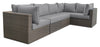 Naples Corner Outdoor Patio Chair - Hand-Woven Resin Wicker, UV & Weather Resistant - Natural/Grey | Fauteuil en coin Naples pour la terrasse à l’extérieur - osier en résine tressé à la main, résistant aux rayons UV et aux intempéries - naturel et gris