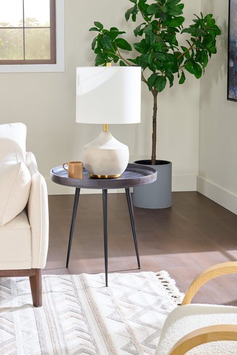 Nashik 24\" Round Accent Table - Grey Brown