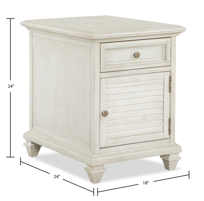 Newman  18\" Traditional Chairside Table with Storage - Alabaster White Pine