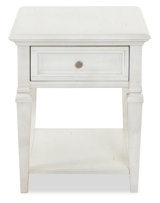 Newman  20\" Traditional End Table with Storage and Shelf - Alabaster White Pine