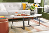 Kort & Co. Nico 51" Modern Oval Coffee Table - White Sinetered Stone with Dark Grey Metal Legs|Table à café ovale moderne Nico de Kort & Co. de 51 po - pierre frittée blanche avec pattes en métal gris foncé