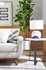 Kort & Co. Nico 22" Modern Oval End Table - White Sinetered Stone with Dark Grey Metal Legs|Table de bout ovale moderne Nico de Kort & Co. de 22 po - pierre frittée blanche avec pattes en métal gris foncé