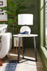 Kort & Co. Nico 22" Modern Oval End Table - White Sinetered Stone with Dark Grey Metal Legs|Table de bout ovale moderne Nico de Kort & Co. de 22 po - pierre frittée blanche avec pattes en métal gris foncé